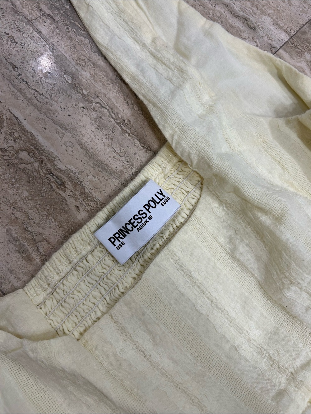 Princess Polly Pale Yellow Textured Sleeveless Mini Dress - Picture 4 of 5